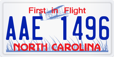 NC license plate AAE1496