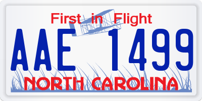 NC license plate AAE1499