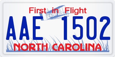 NC license plate AAE1502