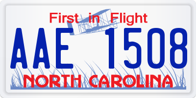 NC license plate AAE1508