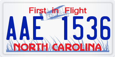 NC license plate AAE1536