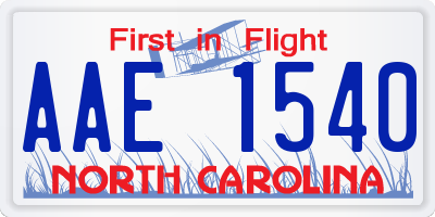 NC license plate AAE1540
