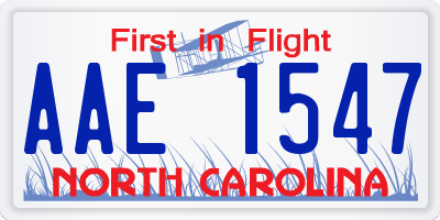 NC license plate AAE1547