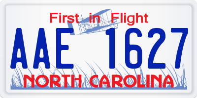 NC license plate AAE1627