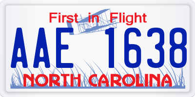 NC license plate AAE1638