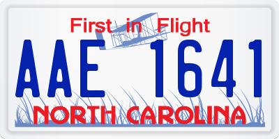NC license plate AAE1641