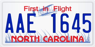 NC license plate AAE1645