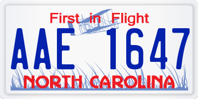 NC license plate AAE1647