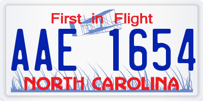 NC license plate AAE1654