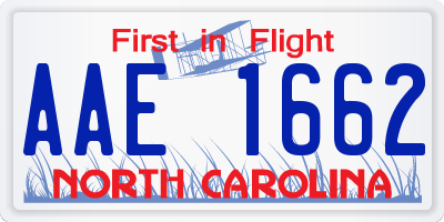 NC license plate AAE1662