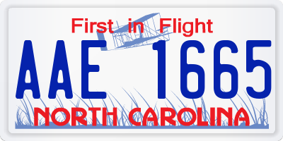 NC license plate AAE1665