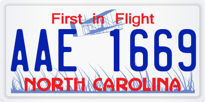 NC license plate AAE1669