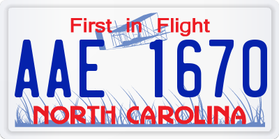 NC license plate AAE1670