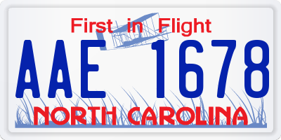NC license plate AAE1678