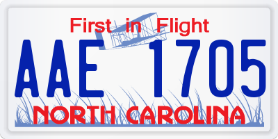 NC license plate AAE1705