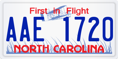 NC license plate AAE1720