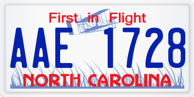 NC license plate AAE1728