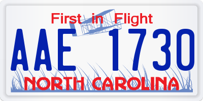 NC license plate AAE1730