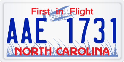 NC license plate AAE1731