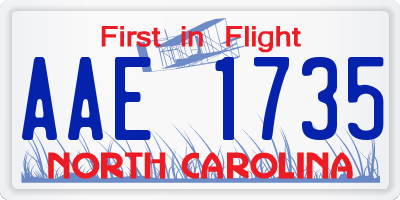 NC license plate AAE1735