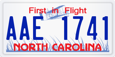 NC license plate AAE1741