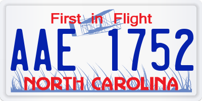 NC license plate AAE1752