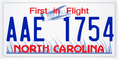 NC license plate AAE1754