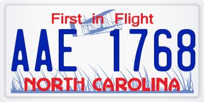 NC license plate AAE1768
