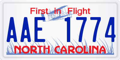 NC license plate AAE1774