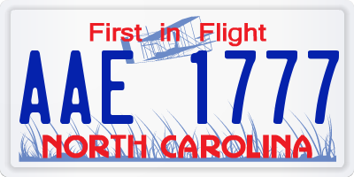 NC license plate AAE1777
