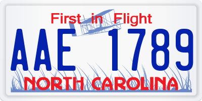 NC license plate AAE1789