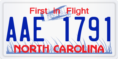 NC license plate AAE1791