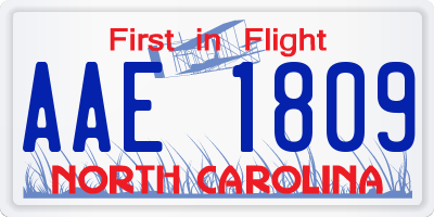 NC license plate AAE1809