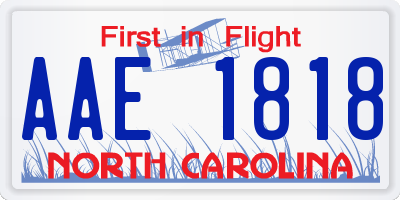 NC license plate AAE1818