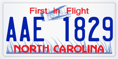 NC license plate AAE1829