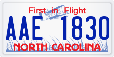 NC license plate AAE1830