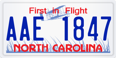 NC license plate AAE1847