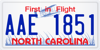 NC license plate AAE1851