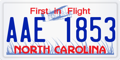 NC license plate AAE1853