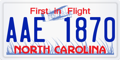 NC license plate AAE1870