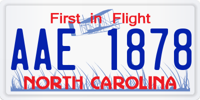 NC license plate AAE1878