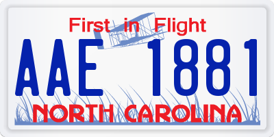 NC license plate AAE1881