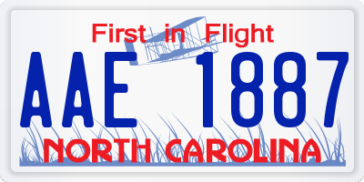 NC license plate AAE1887