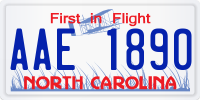 NC license plate AAE1890