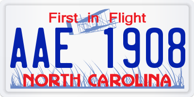 NC license plate AAE1908