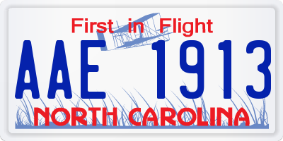 NC license plate AAE1913