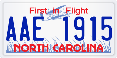 NC license plate AAE1915