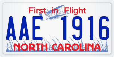 NC license plate AAE1916