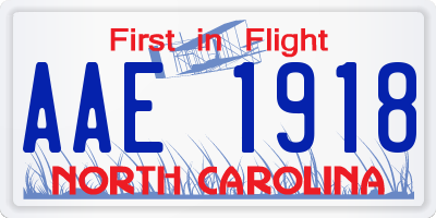 NC license plate AAE1918