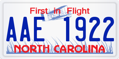 NC license plate AAE1922